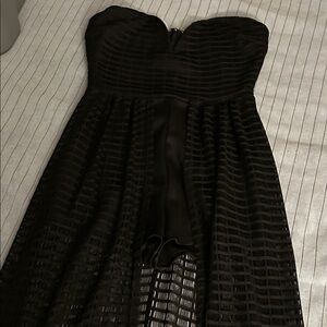 VENUS Black Strapless Mesh Romper